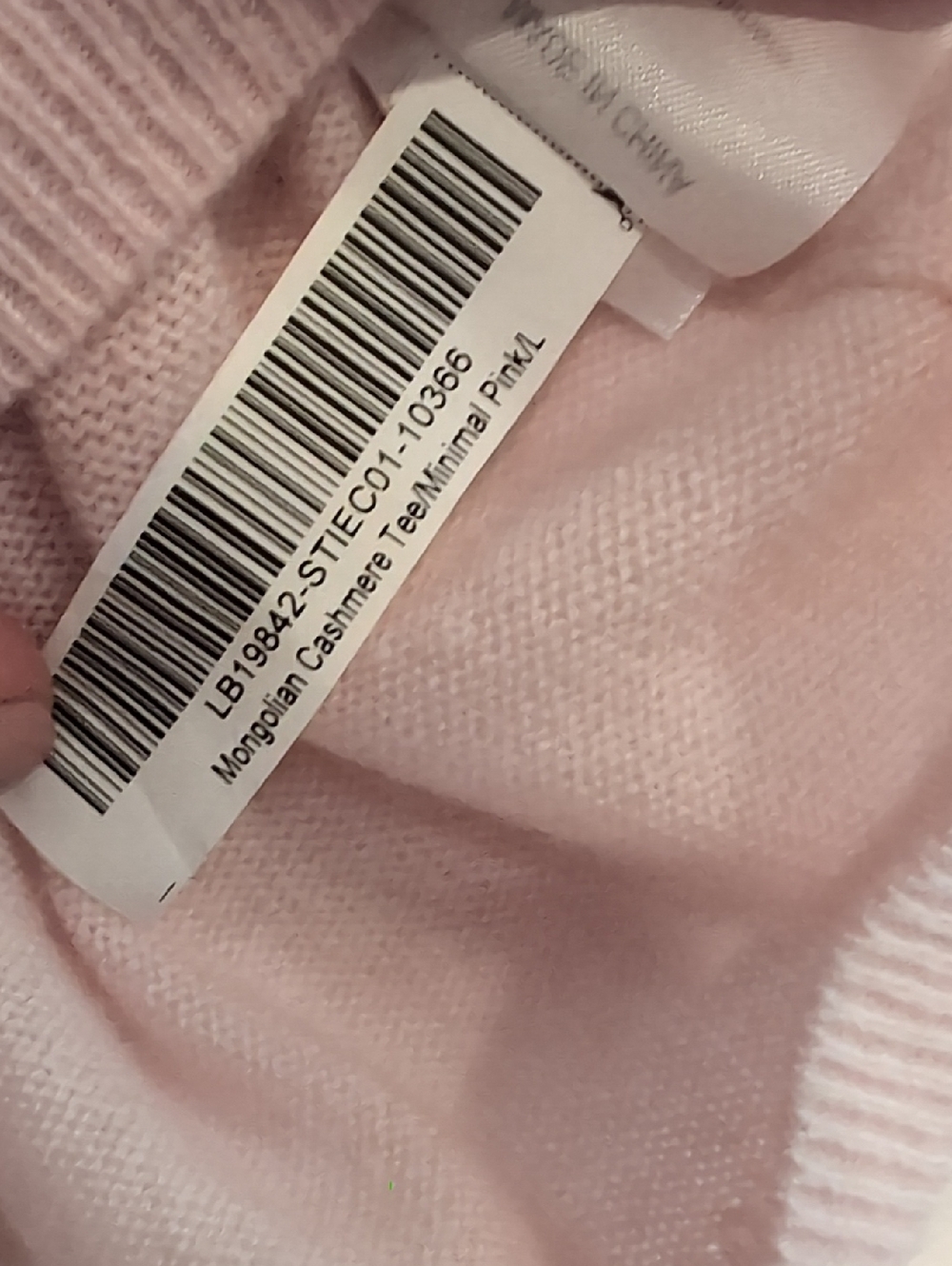 Quince Mongolian Cashme Pale Pink Short Sleeve Knit Tee, Large. - Picture 4 of 4